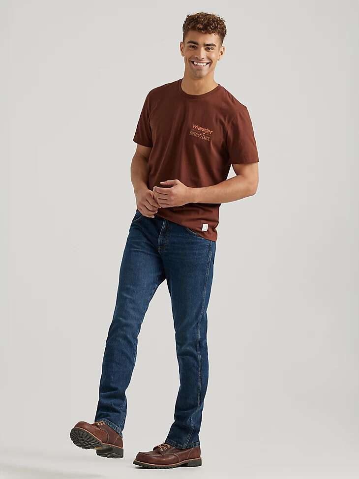 camiseta wrangler x buffalo trace para hombre con efecto roble envejecido y vetas marrones
