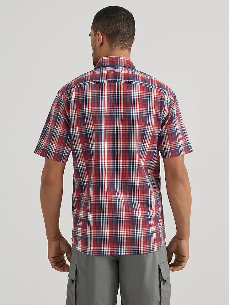 camisa de popelina elástica relajada a cuadros para hombre color rojo degradado
