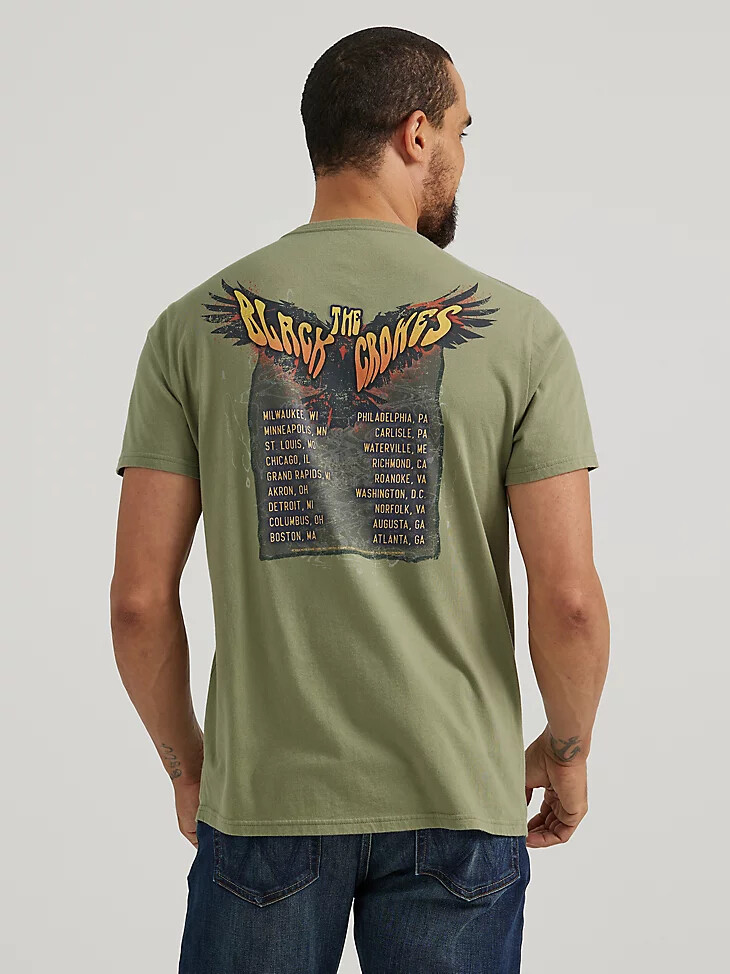 camiseta gráfica de concierto de black crows para hombre en verde liquen intenso