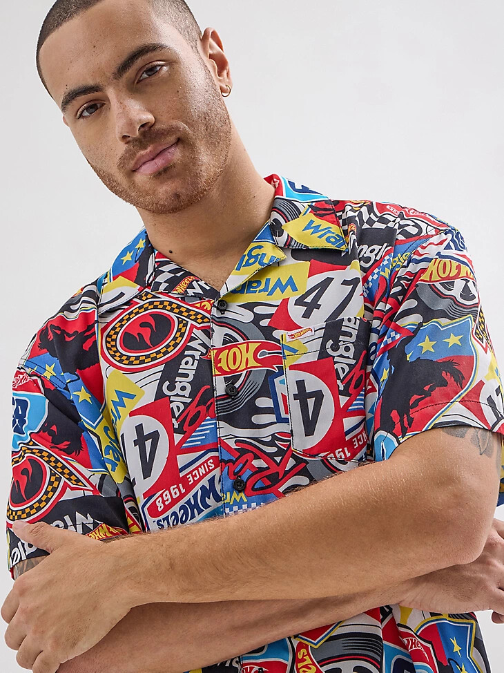 camisa de recuerdo para hombre wrangler x hot wheels multicolor