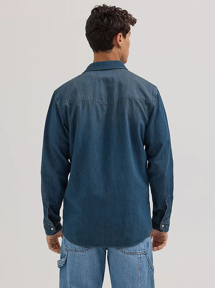 camisa vaquera estilo western para hombre color tabaco