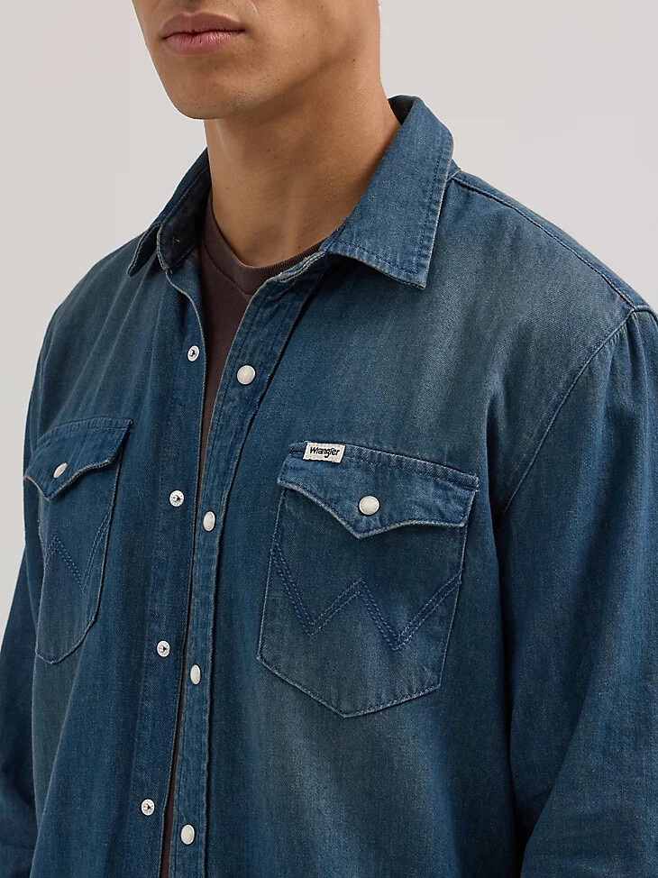 camisa vaquera estilo western para hombre color tabaco
