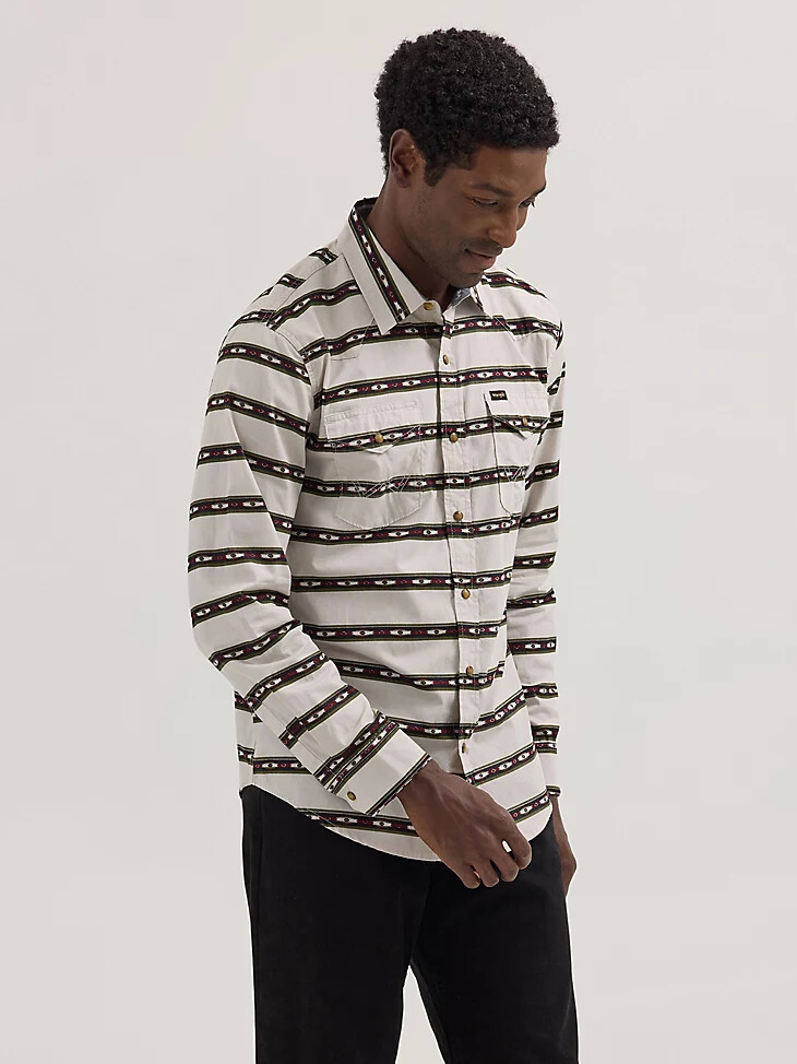 camisa de popelina estampada para hombre wind chime