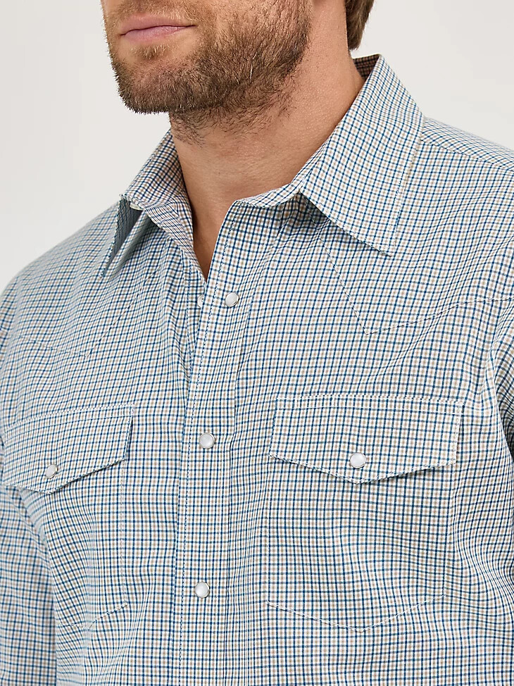 camisa de manga larga con botones a presión estilo western para hombre resistente a las arrugas estilo seashore