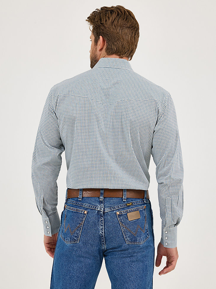 camisa de manga larga con botones a presión estilo western para hombre resistente a las arrugas estilo seashore