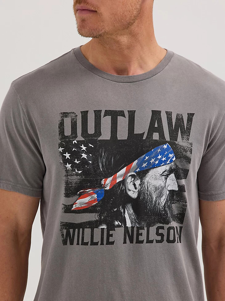 camiseta para hombre de outlaw willie nelson en peltre