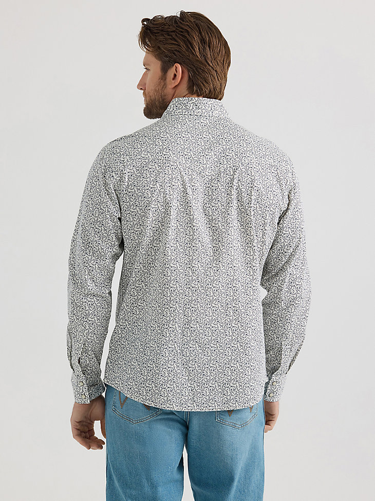 camisa wrangler retro premium de manga larga con estampado western snap para hombre color gris vines