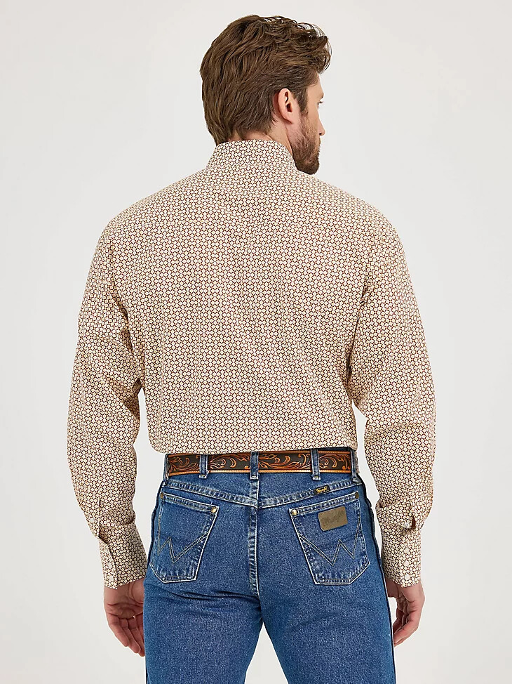 camisa western de manga larga con broches wrangler george strait troubadour y superposición de chocolate