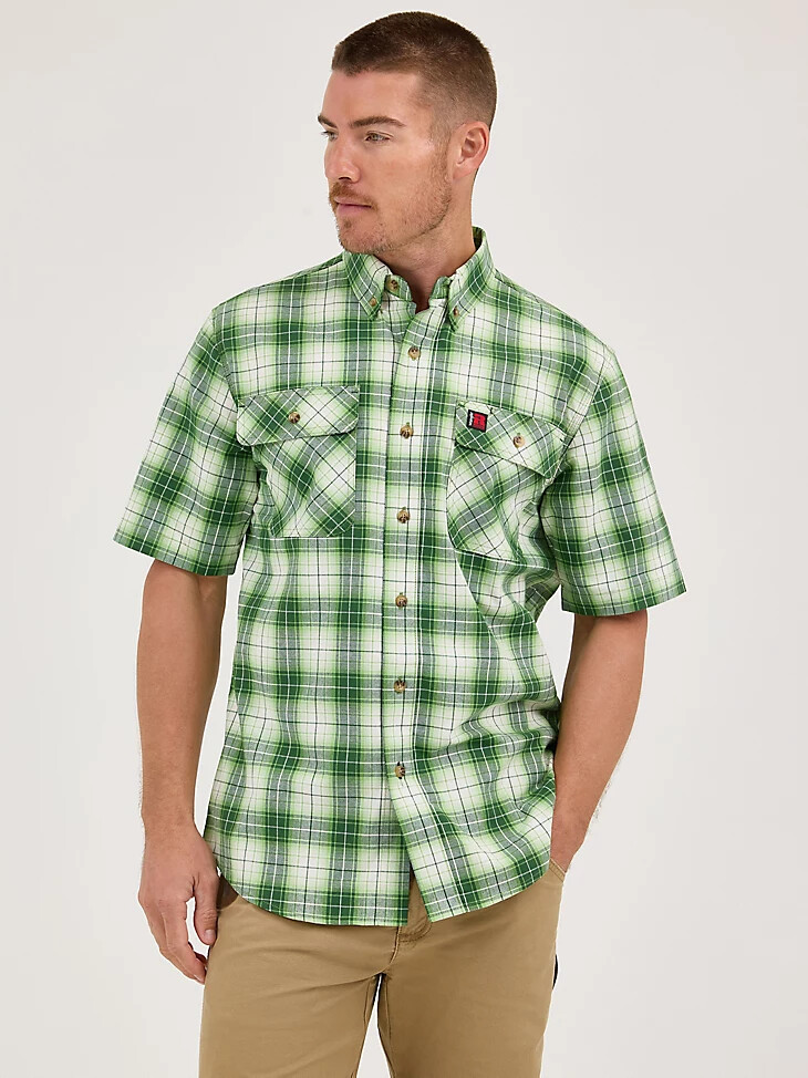 camisa de trabajo a cuadros wrangler riggs workwear foreman color verde hierba