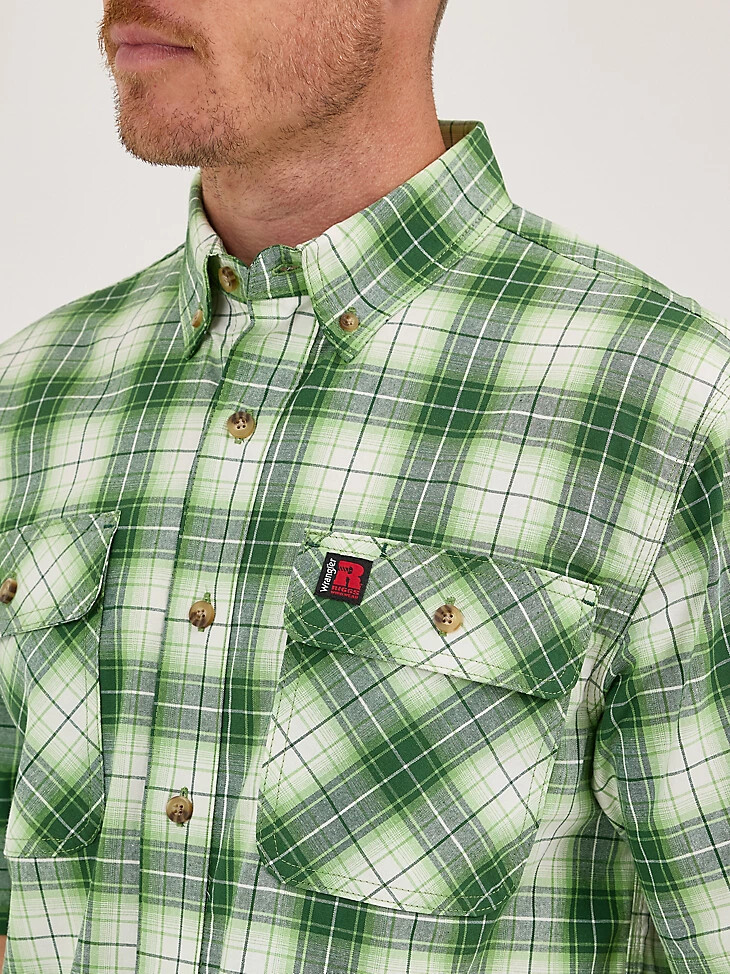 camisa de trabajo a cuadros wrangler riggs workwear foreman color verde hierba