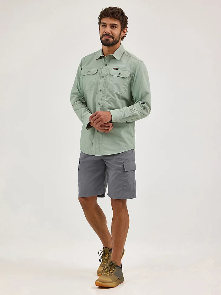 camisa wrangler atg para hombre de materiales mixtos verde iceberg