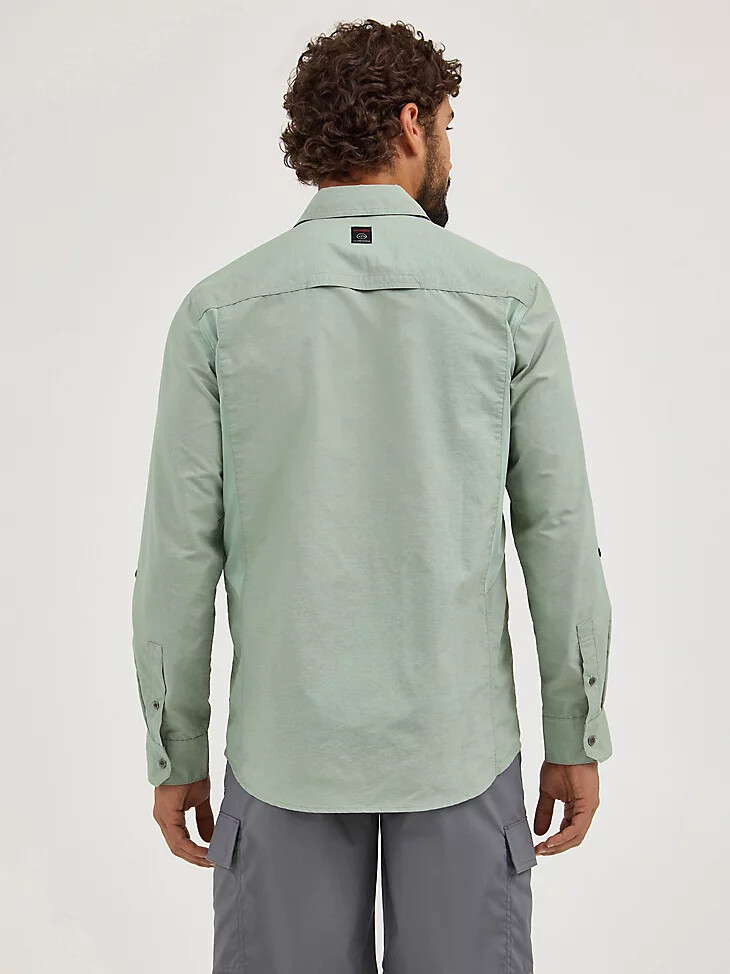 camisa wrangler atg para hombre de materiales mixtos verde iceberg