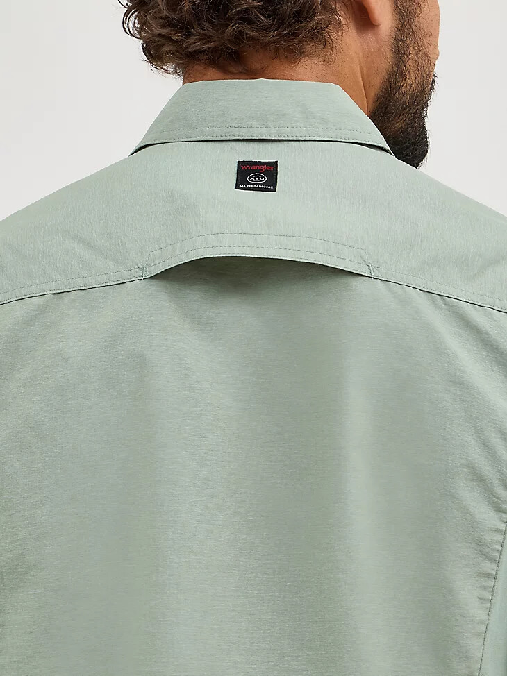 camisa wrangler atg para hombre de materiales mixtos verde iceberg