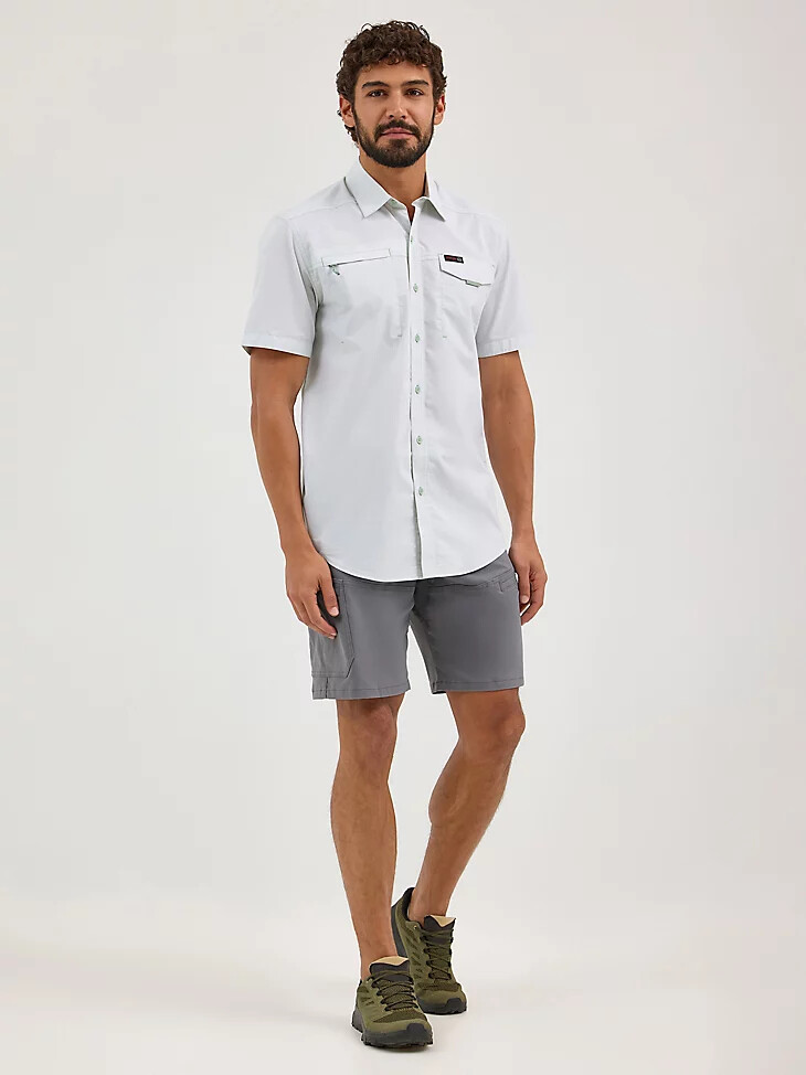 camisa wrangler atg cedar con bolsillo y cremallera para hombre color verde limo