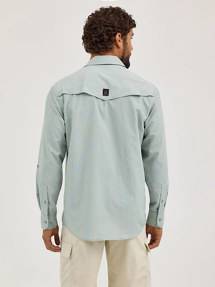 camisa utilitaria wrangler atg drover para hombre verde iceberg