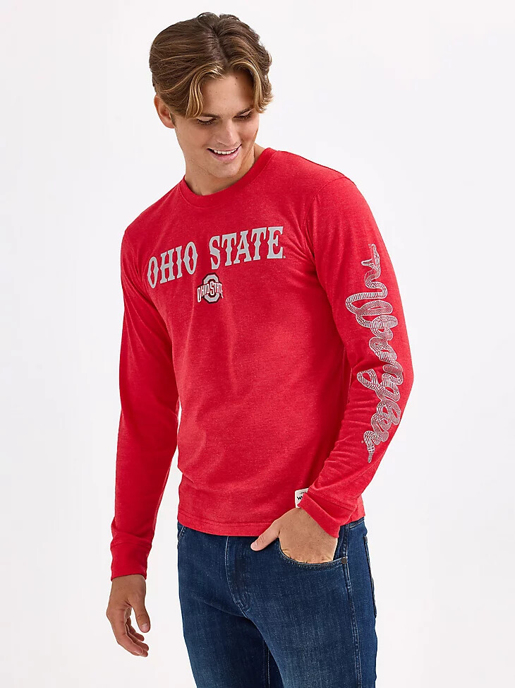camiseta de manga larga wrangler collegiate rattler para hombre ohio state