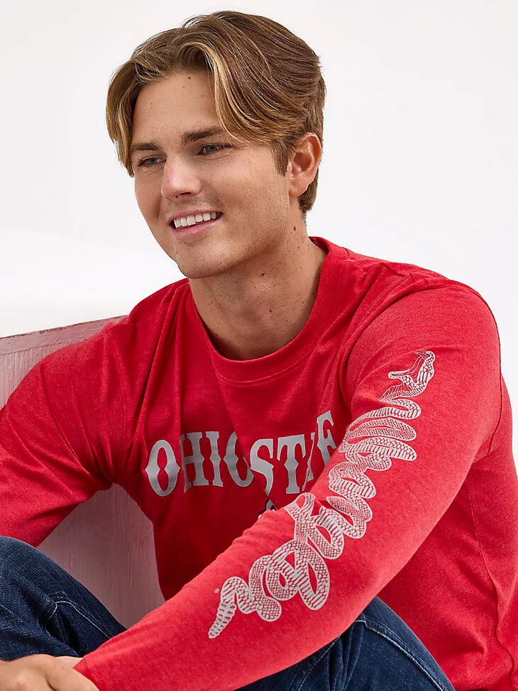 camiseta de manga larga wrangler collegiate rattler para hombre ohio state