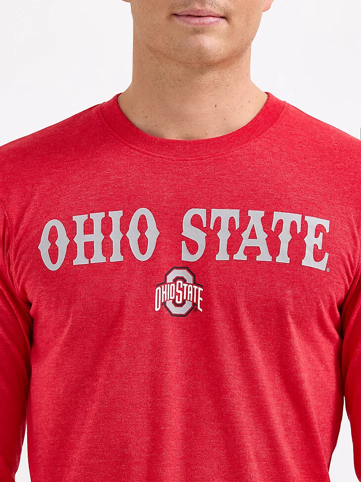 camiseta de manga larga wrangler collegiate rattler para hombre ohio state