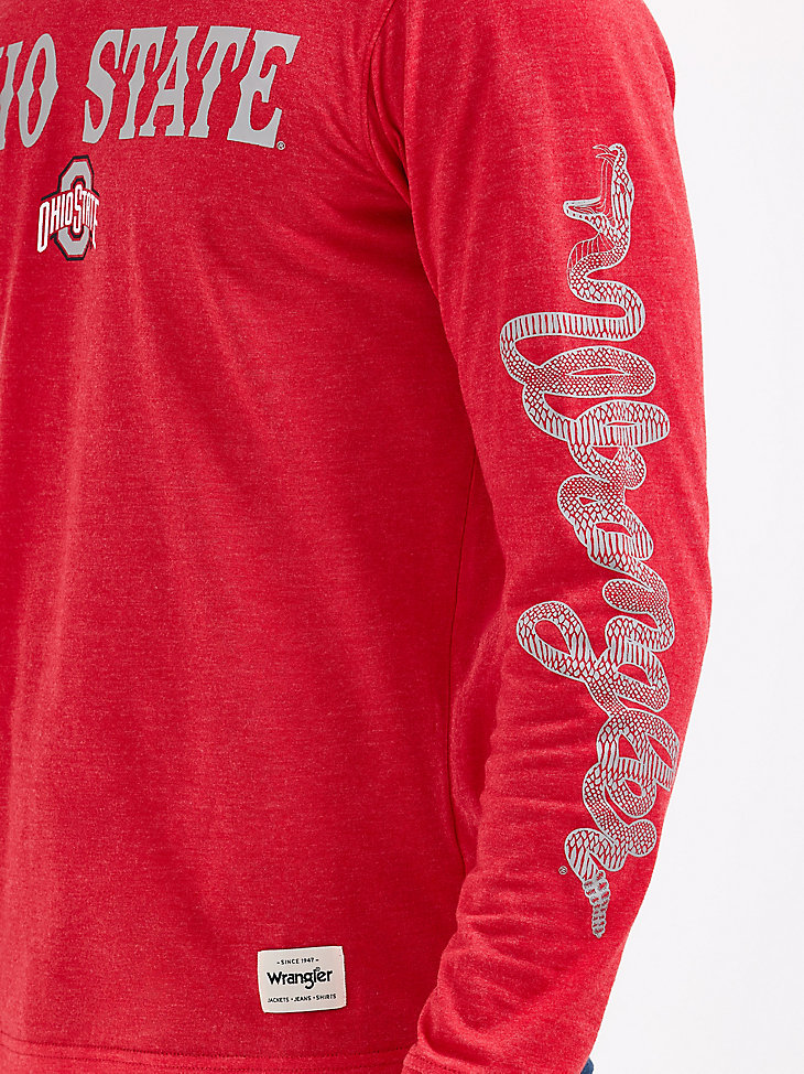 camiseta de manga larga wrangler collegiate rattler para hombre ohio state