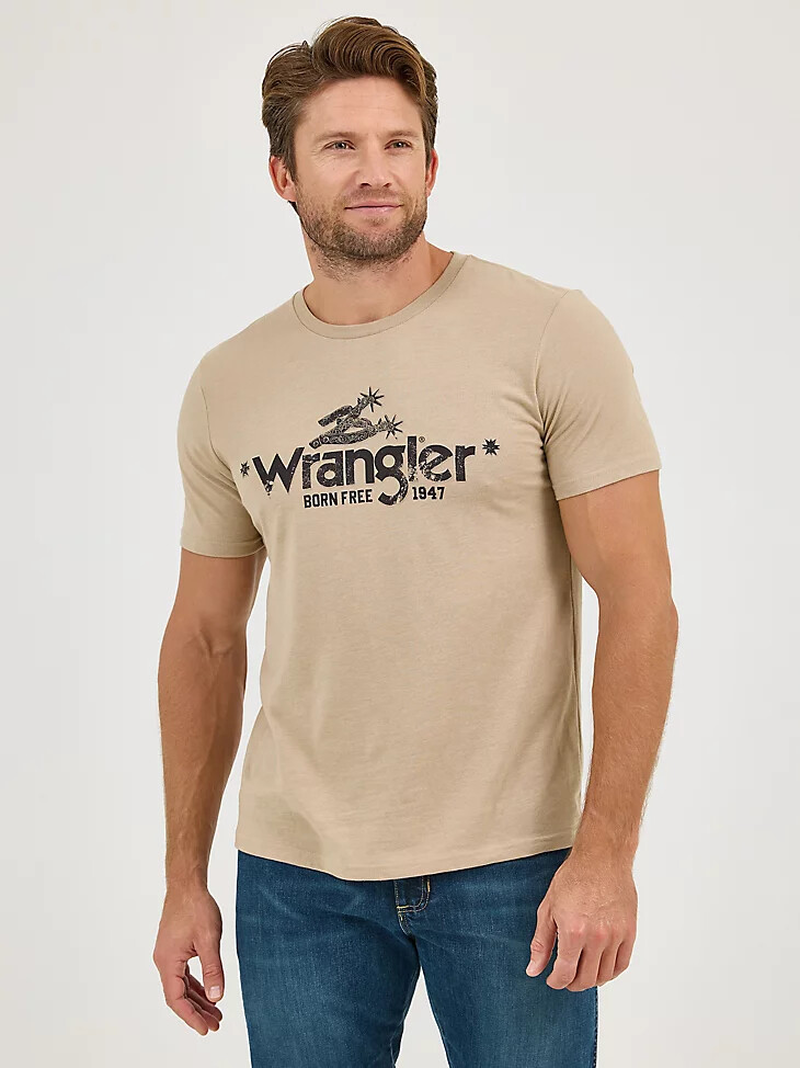 camiseta gráfica wrangler born free para hombre en beige spur