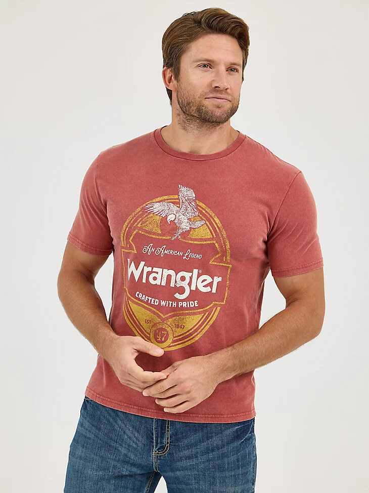 camiseta wrangler crafted with pride para hombre marsala