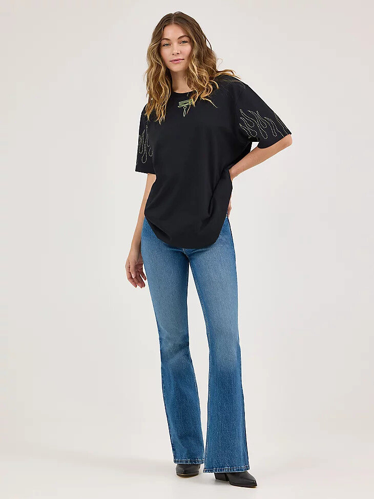 camiseta negra the bronc de wrangler x happy socks