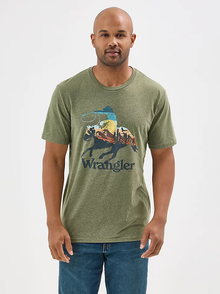 camiseta gráfica de jinete para hombre color salvia