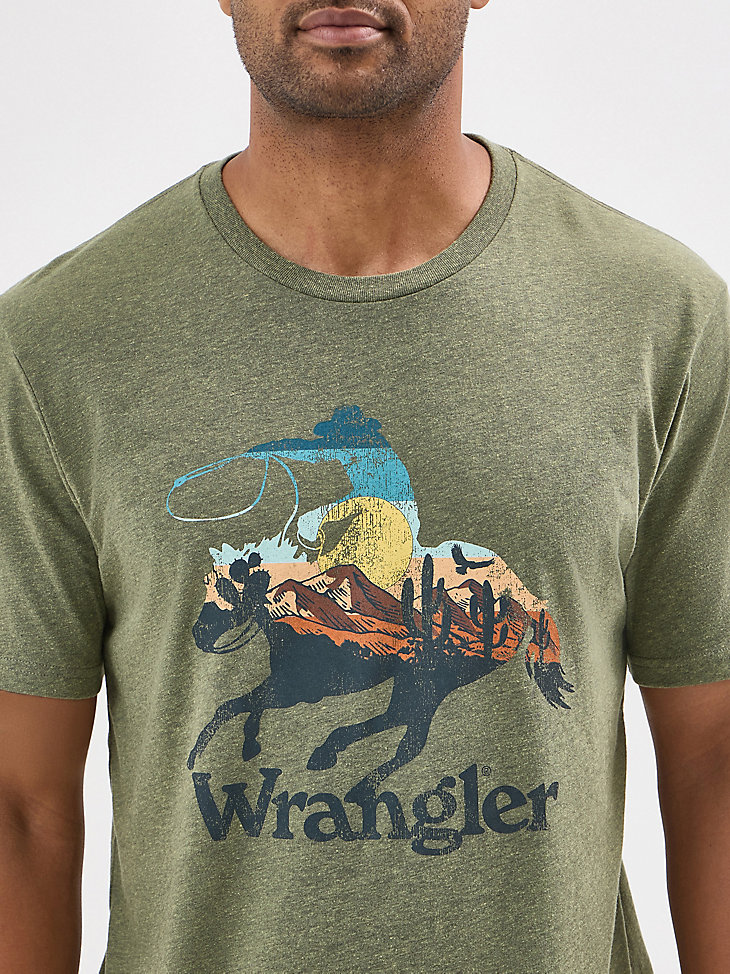 camiseta gráfica de jinete para hombre color salvia