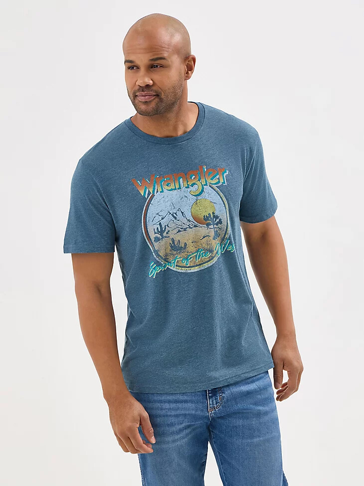 camiseta gráfica experience the west para hombre azul marino medianoche
