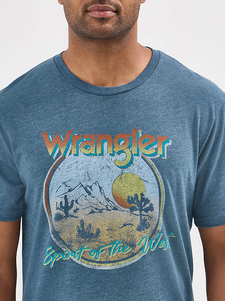 camiseta gráfica experience the west para hombre azul marino medianoche
