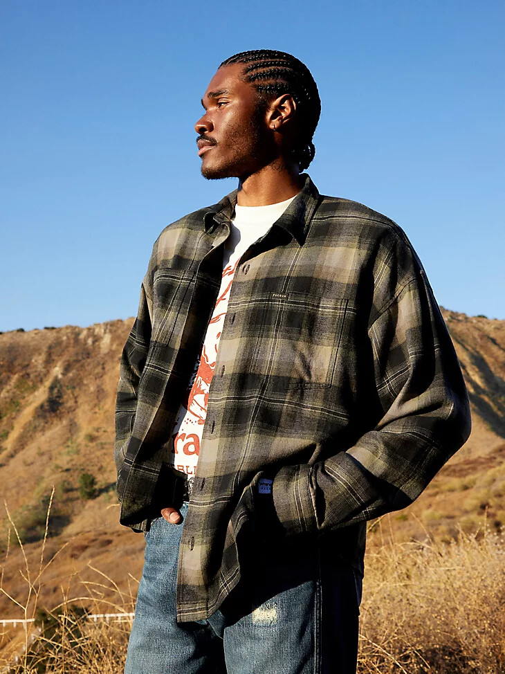 camisa de franela para hombre wrangler x pacsun deep depths