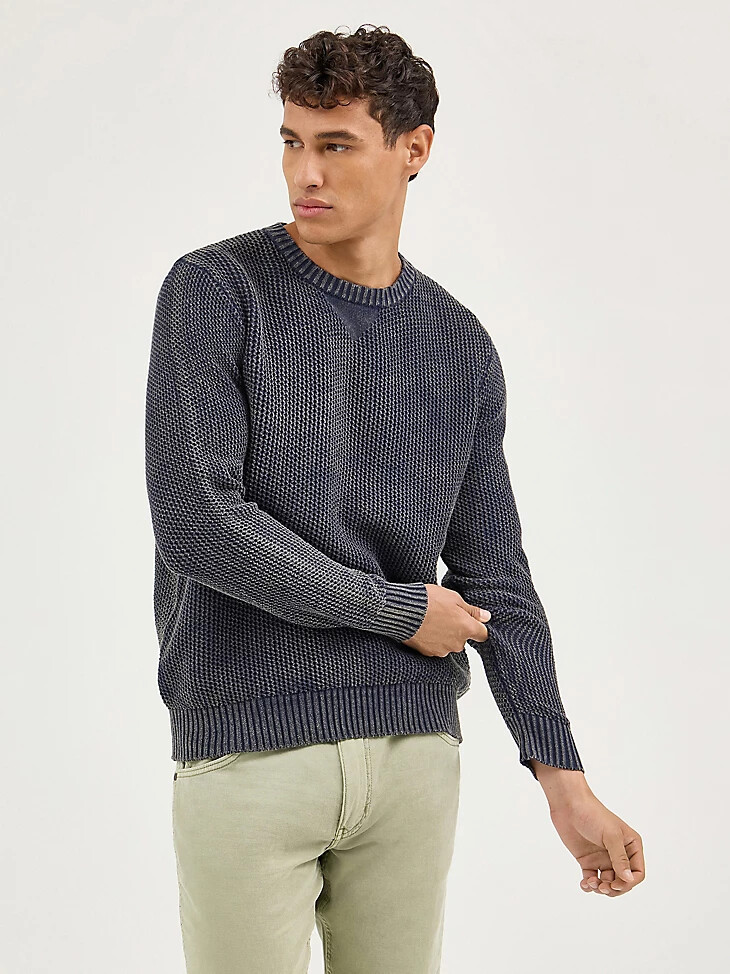 suéter de cuello redondo para hombre azul marino