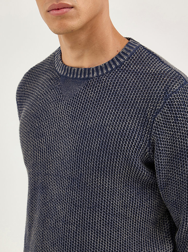 suéter de cuello redondo para hombre azul marino
