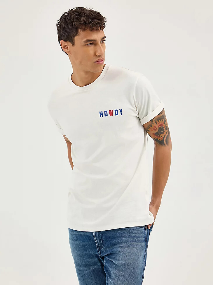 camiseta gráfica howdy para hombre color blanco vintage