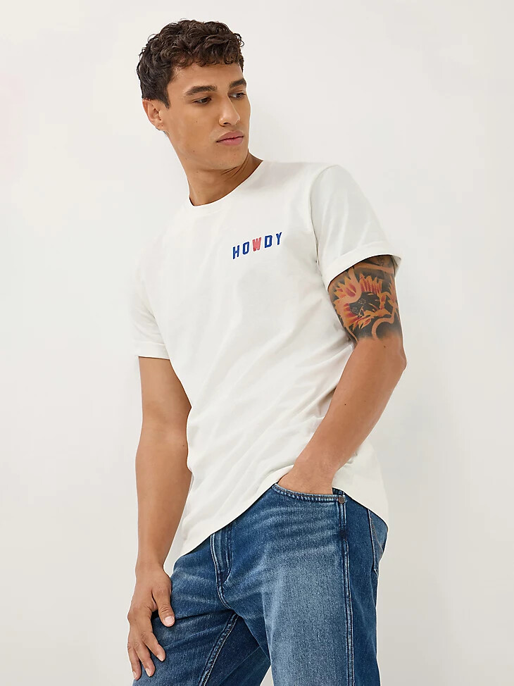 camiseta gráfica howdy para hombre color blanco vintage