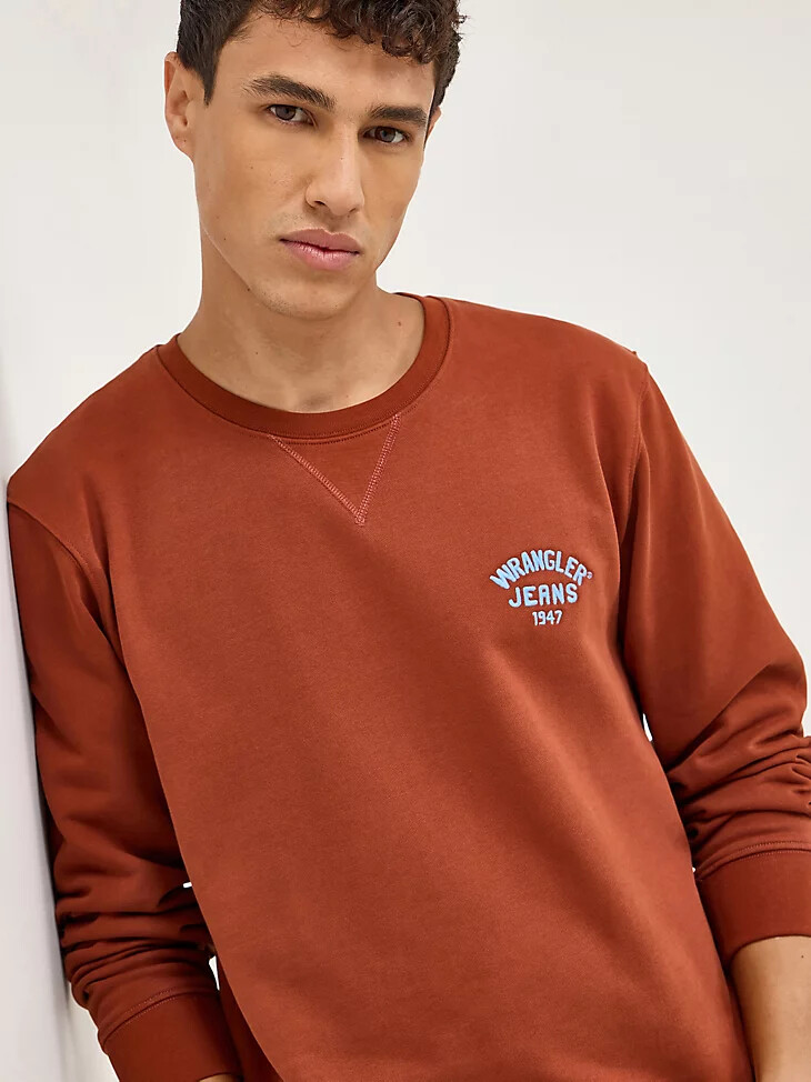 sudadera con cuello redondo y logotipo para hombre color pimentón ahumado