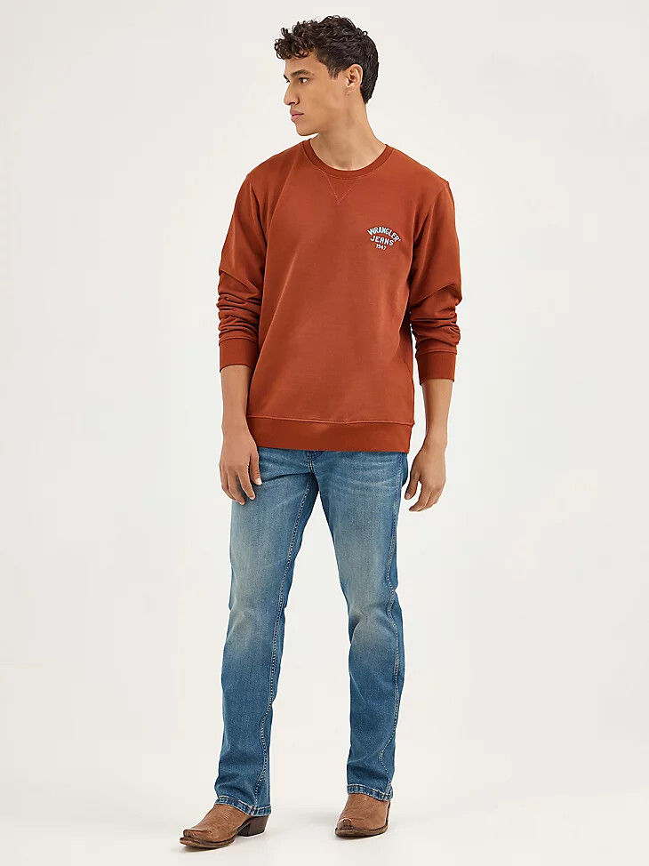 sudadera con cuello redondo y logotipo para hombre color pimentón ahumado