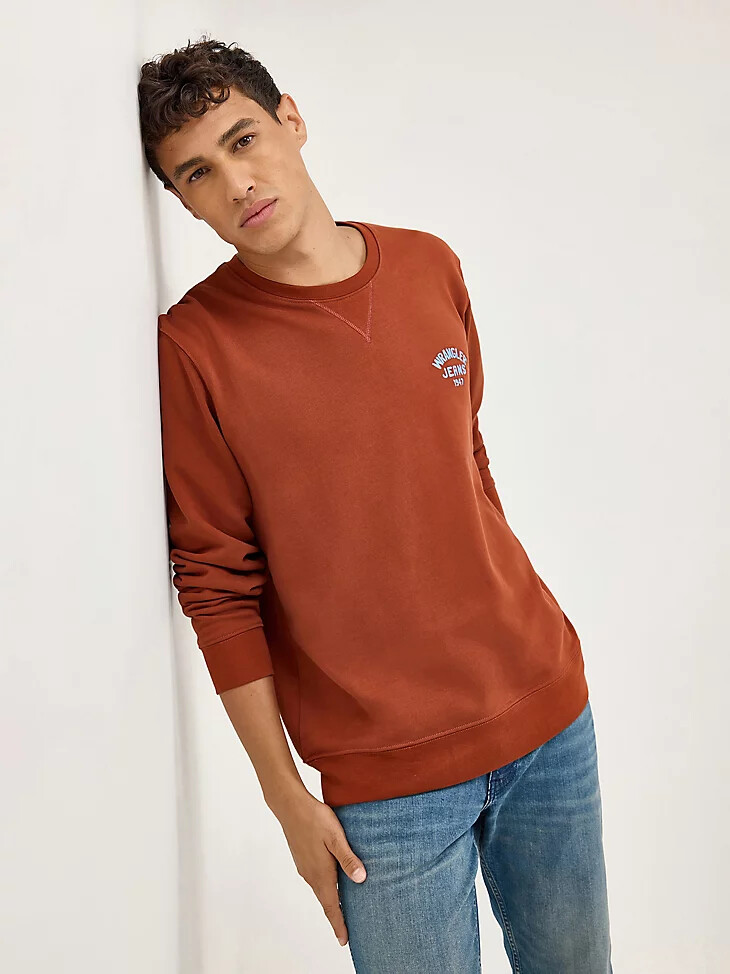 sudadera con cuello redondo y logotipo para hombre color pimentón ahumado