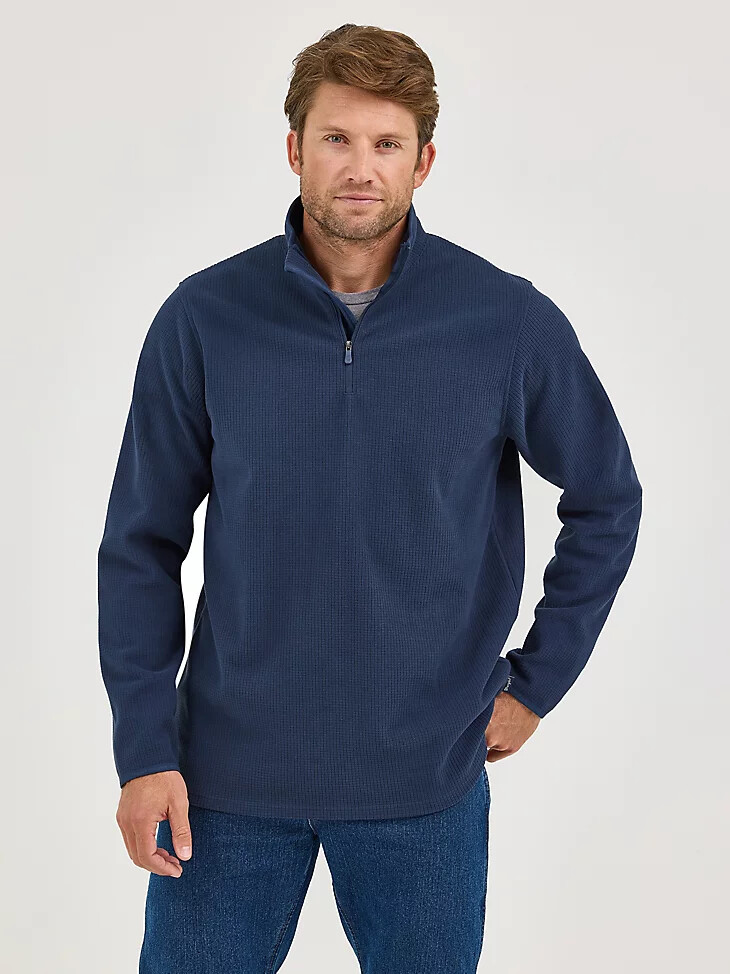suéter polar tipo gofre wrangler con cremallera de un cuarto para hombre color iris