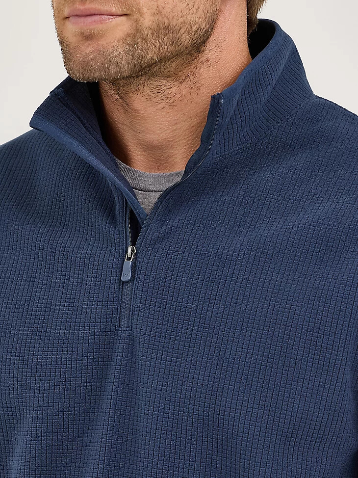 suéter polar tipo gofre wrangler con cremallera de un cuarto para hombre color iris