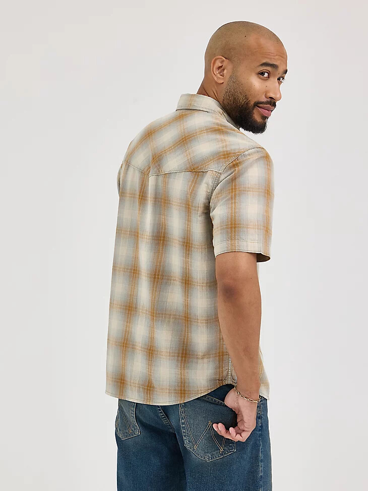 camisa de algodón flameado a cuadros para hombre color jengibre glaseado