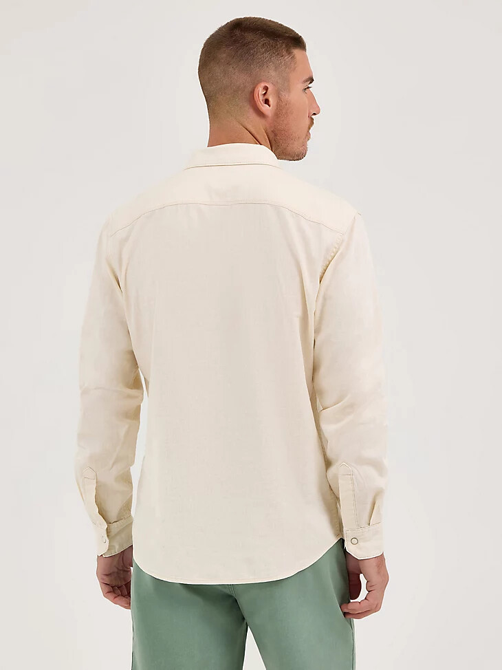 camisa vaquera con broches estilo western para hombre color crudo