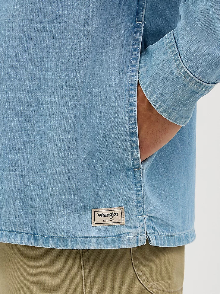 camisa utilitaria para hombre lavado claro