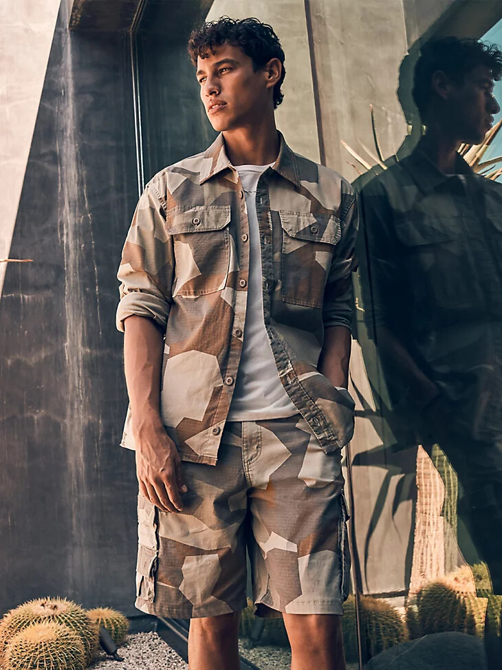 camisa de camuflaje utilitaria para hombre geo camo