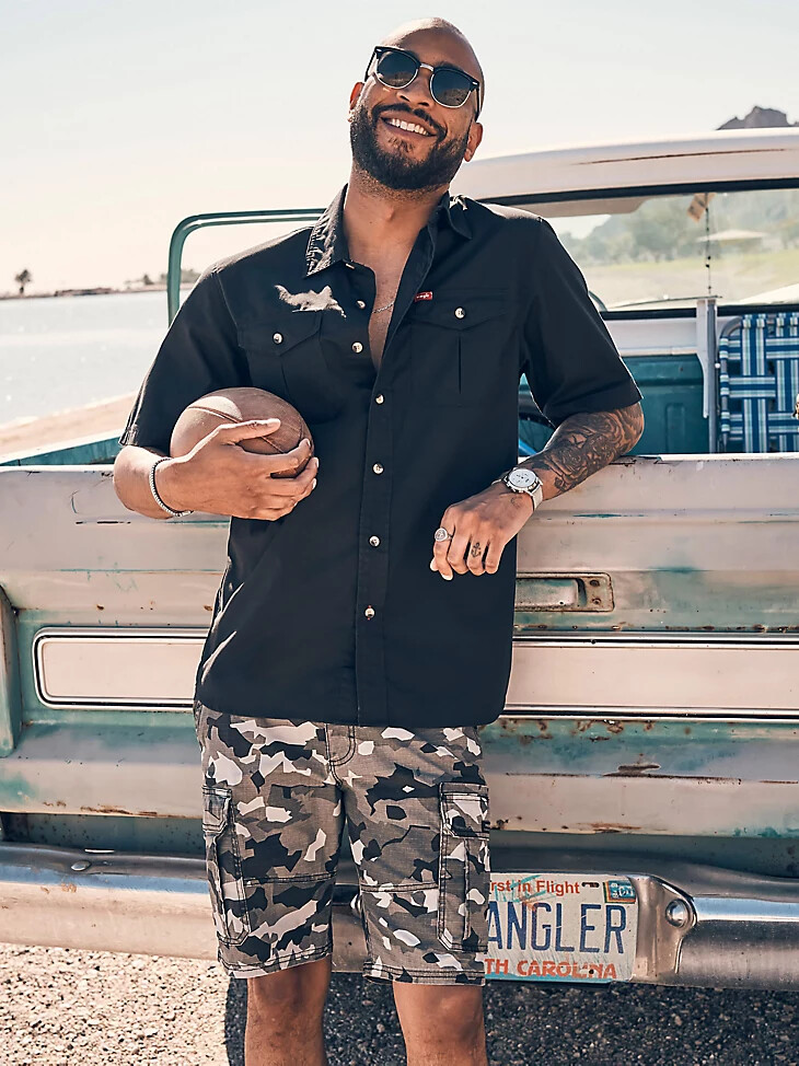 camisa de popelina elástica relajada para hombre caviar