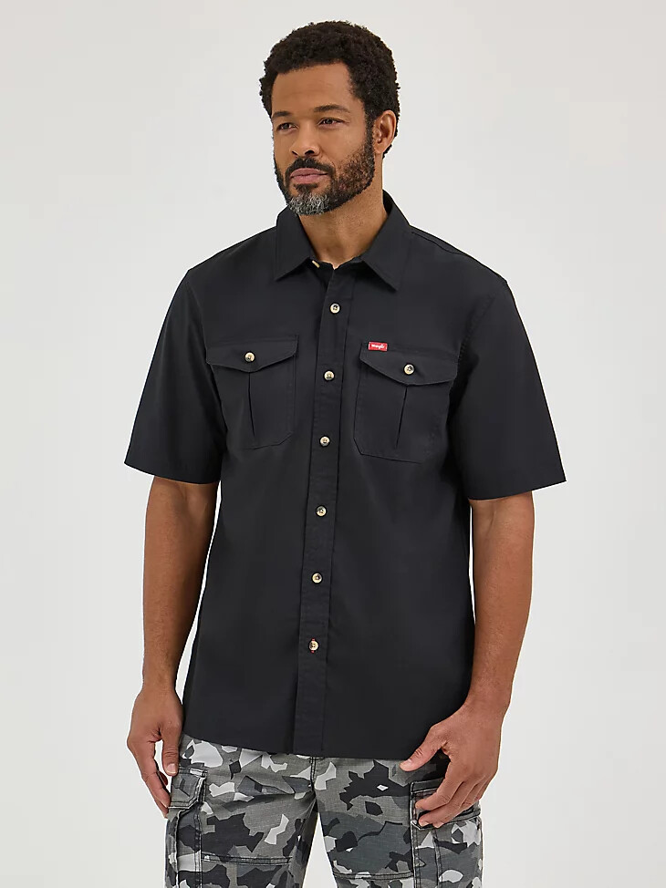camisa de popelina elástica relajada para hombre caviar