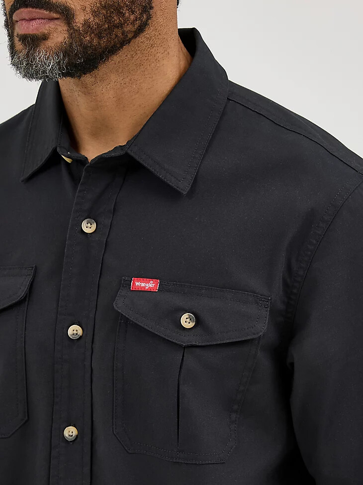 camisa de popelina elástica relajada para hombre caviar