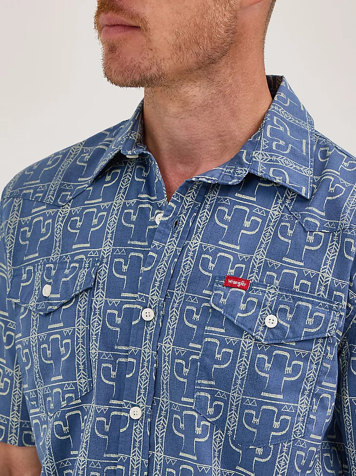 camisa de campamento estampada para hombre moonlight cactus