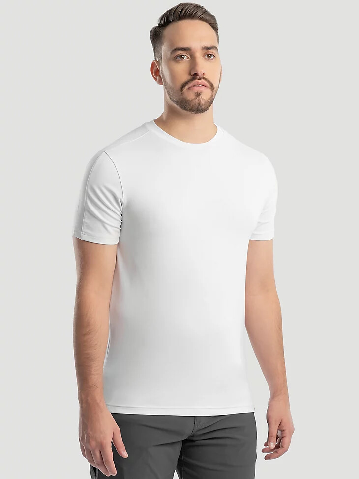 camiseta deportiva de cuello redondo para hombre color blanco brillante