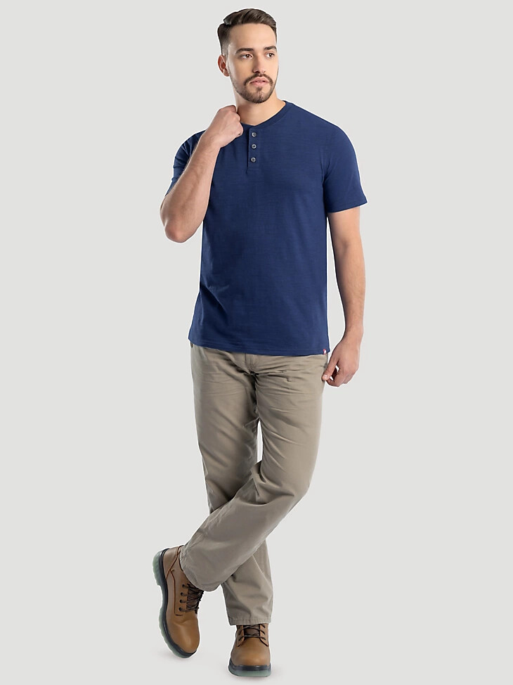 camiseta henley de punto flameado para hombre color azul